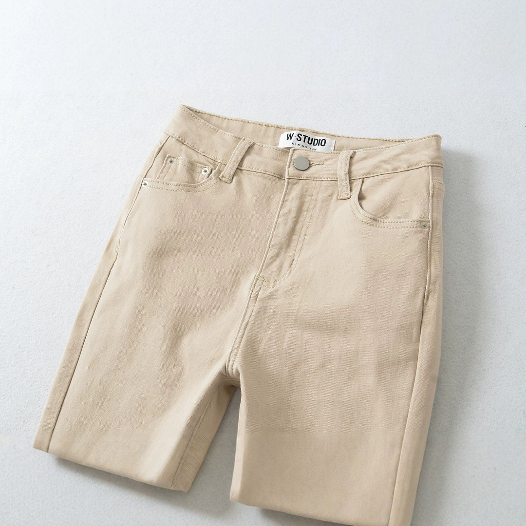 Women's Highwaist Flared Trousers made of Stretch Denim with five pockets and raw hem Mune Fashion