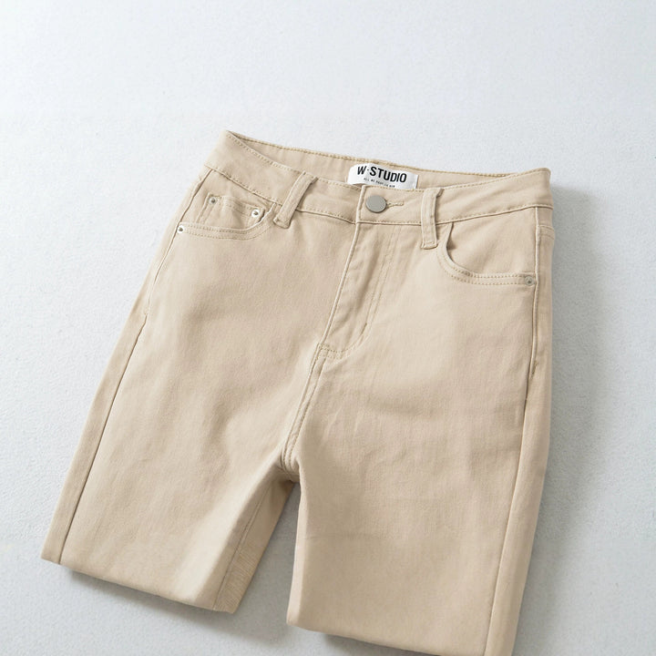 Women's Highwaist Flared Trousers made of Stretch Denim with five pockets and raw hem Mune Fashion