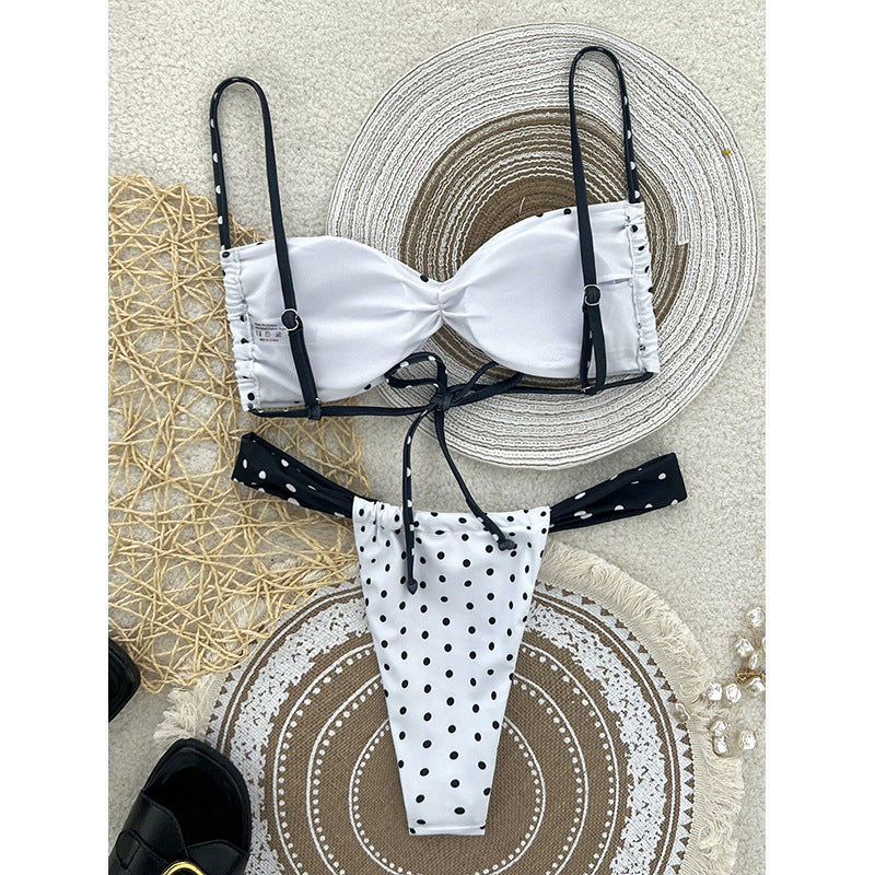 Women Triangle Bikini with elastic straps and knot detail Mune Fashion