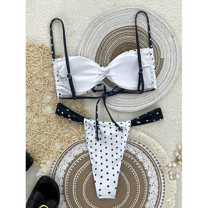 Women Triangle Bikini with elastic straps and knot detail Mune Fashion