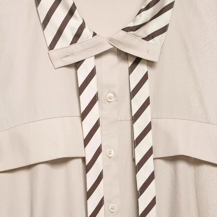 Women's Oversize Blouse with Balloon Sleeves and Scarf Collar Mune Fashion