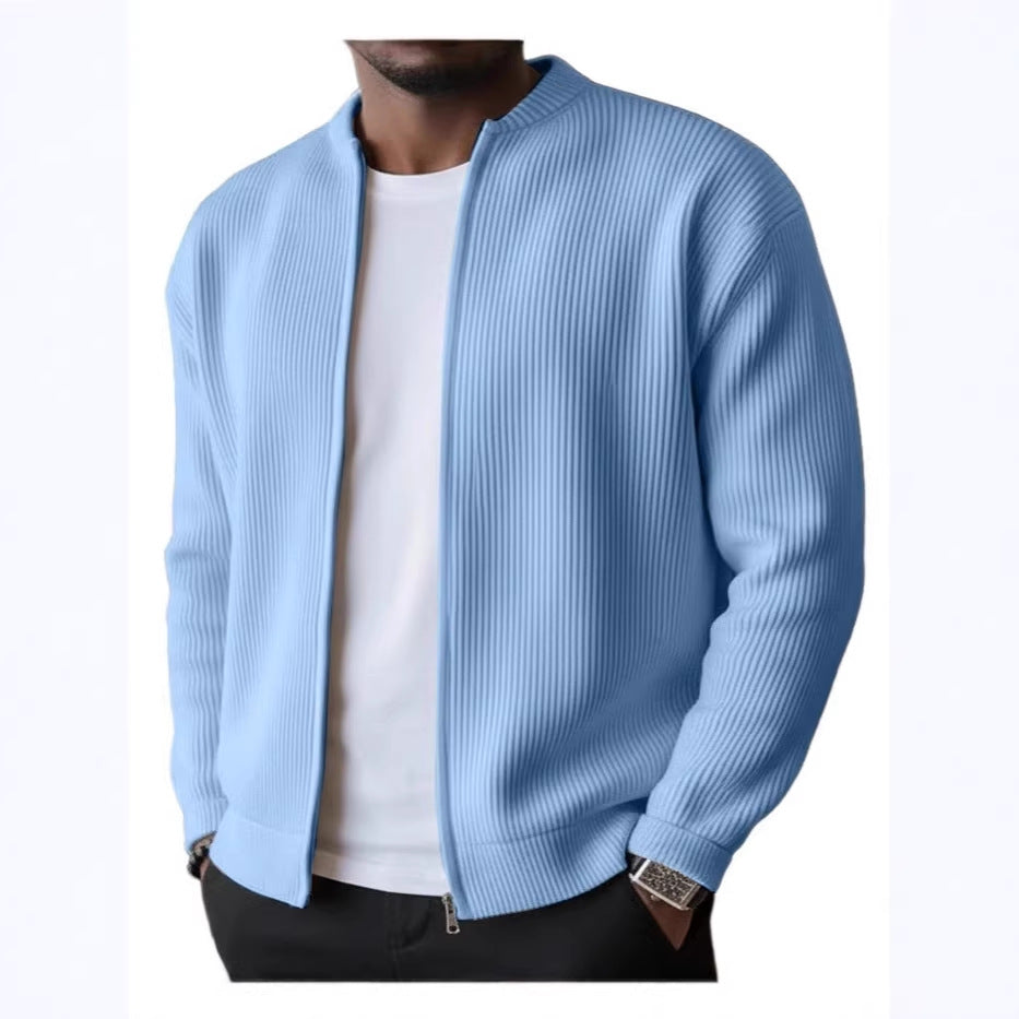 Men's Ribbed Bomber Cardigan with Full Zip EB