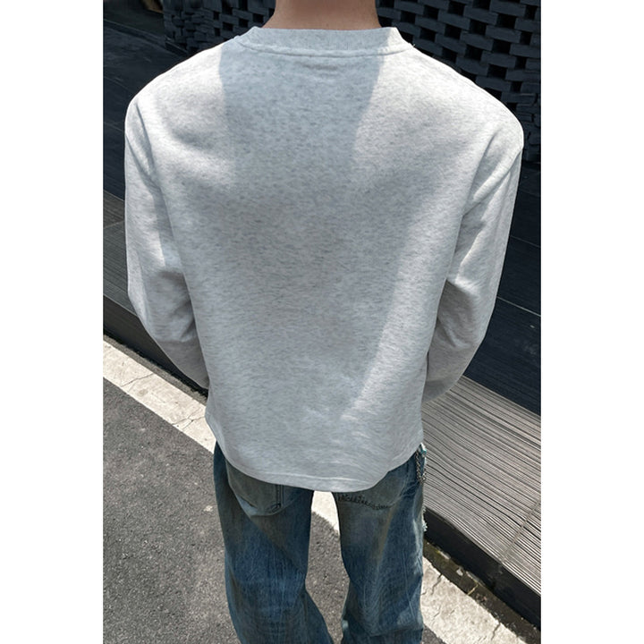 Men's Oversize Round Neck Sweatshirt with Dropped Shoulder and Decorative Stitching Mune Fashion
