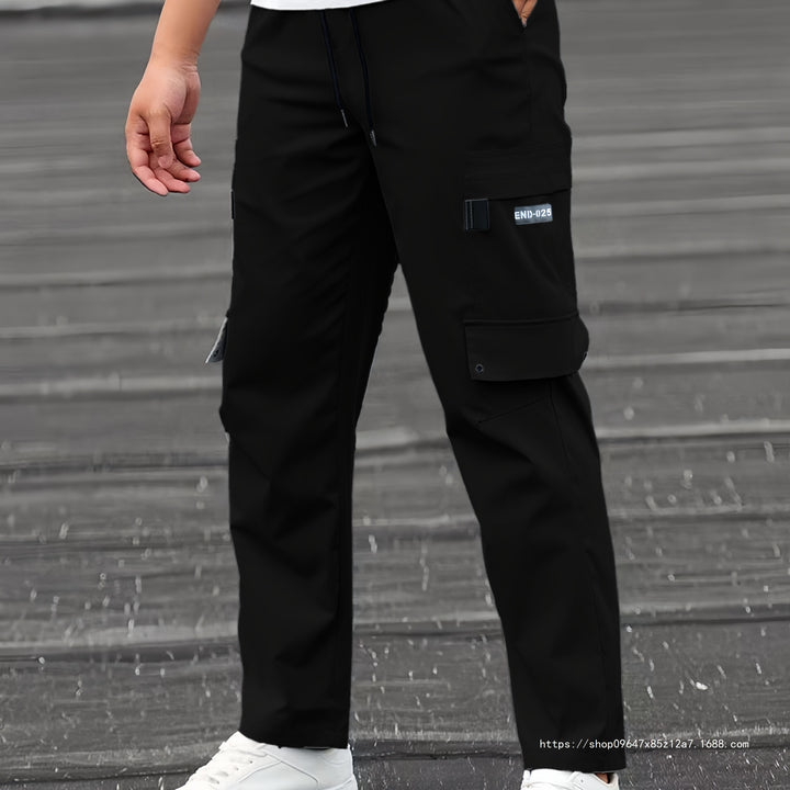 Men's Casual Technical Cargo Pants with Multi-Pockets, Drawstring Waist and Straight Leg Mune Fashion