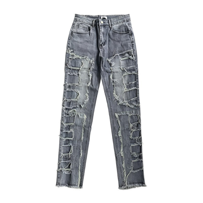 Men's Fashion Ripped Jeans with Creative Destroyed Details Mune Fashion