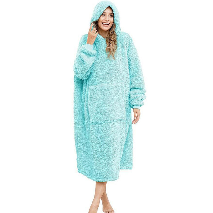 Men's oversized Sherpa bathrobe with hood and practical side pockets Mune Fashion