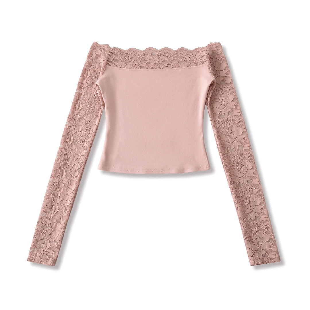 Ladies Carmen top with lace sleeves and off-the-shoulder cut Mune Fashion