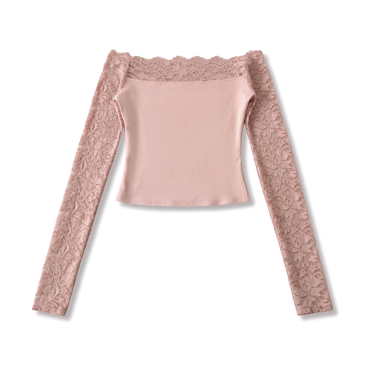 Ladies Carmen top with lace sleeves and off-the-shoulder cut Mune Fashion