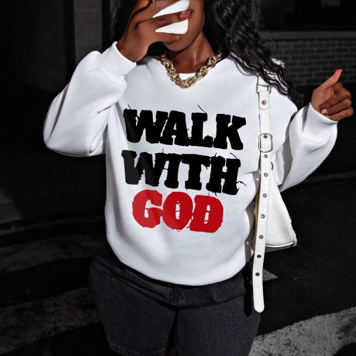 Women nan statement sweatshirt with religious typo print, oversized cut, round neck and soft inner lining Mune Fashion