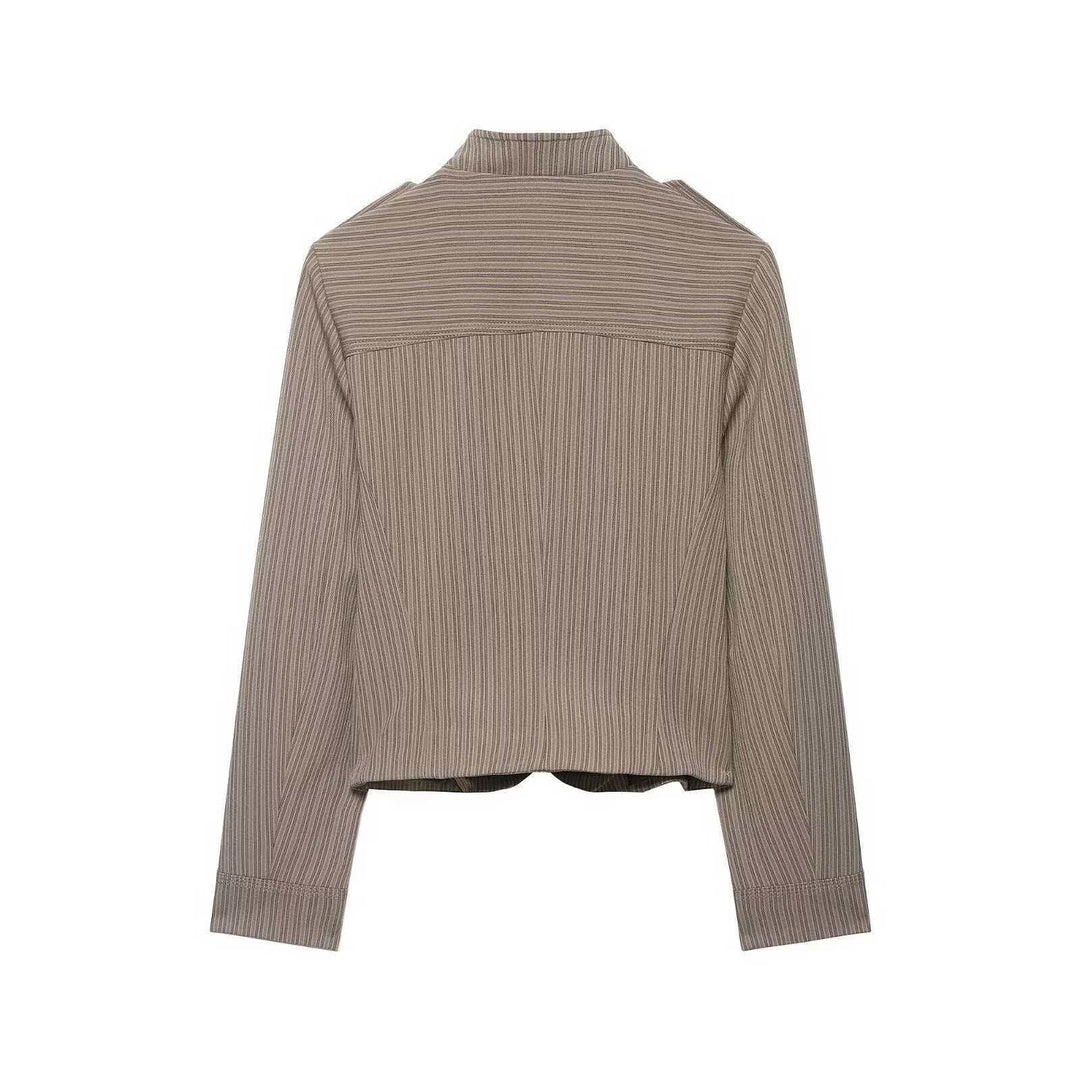 Women's cropped military jacket with stand-up collar and decorative ornamental buttons Mune Fashion