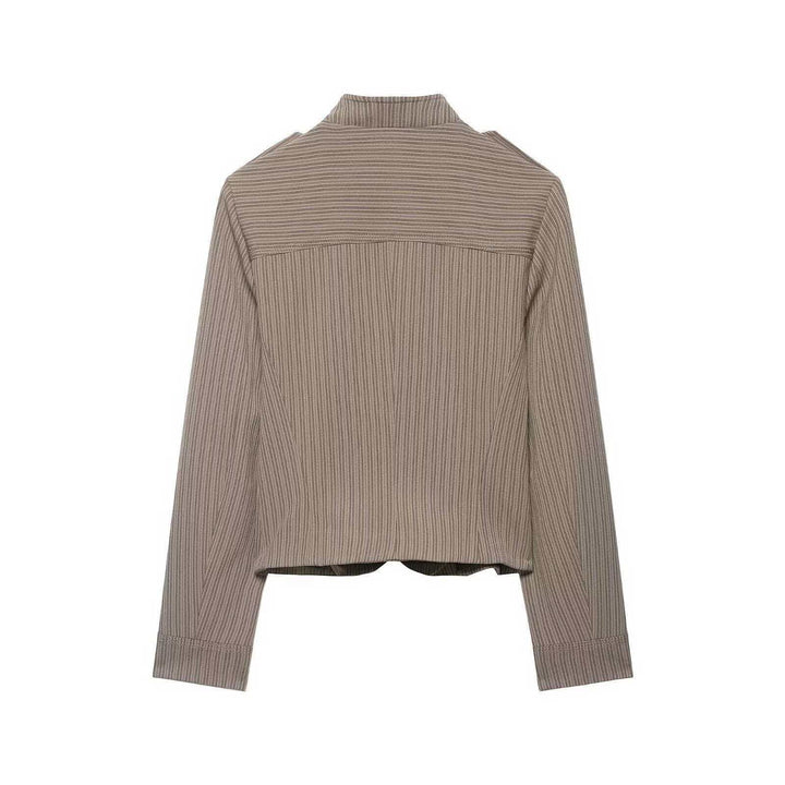 Women's cropped military jacket with stand-up collar and decorative ornamental buttons Mune Fashion