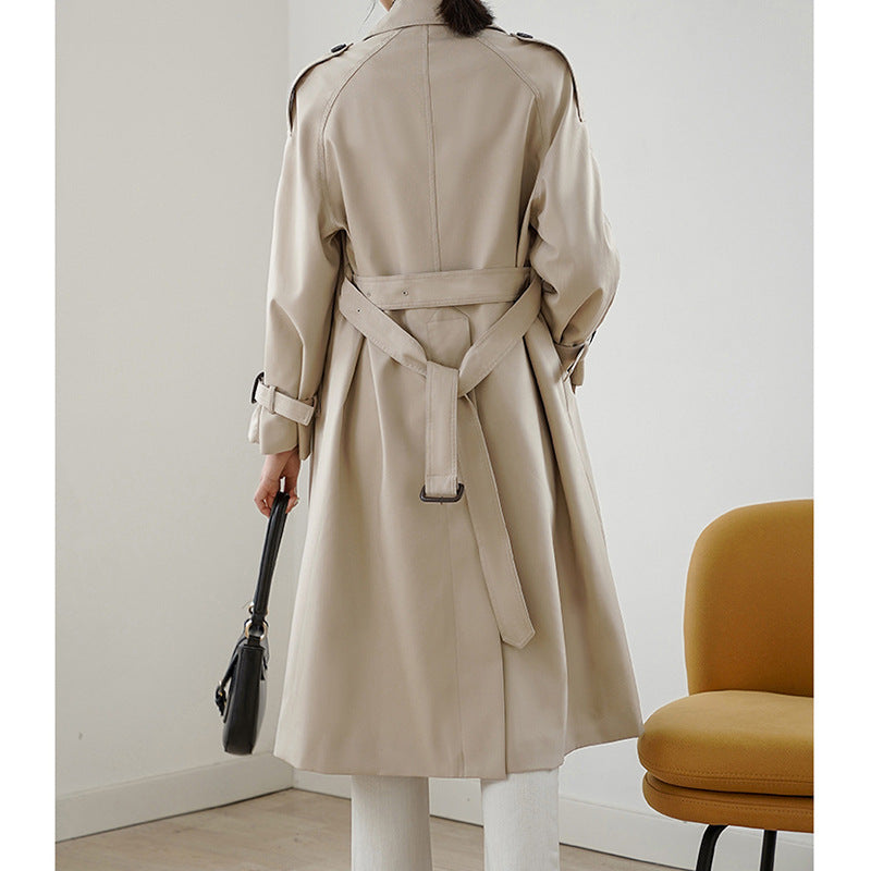 Women's Elegant Trench Coat with Double Button Placket and Practical Waist Belt Mune Fashion