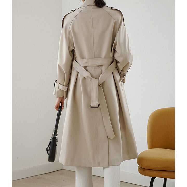Women's Elegant Trench Coat with Double Button Placket and Practical Waist Belt Mune Fashion