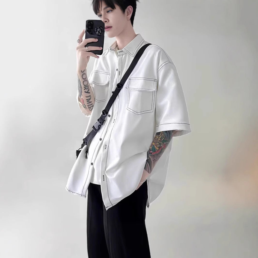 Men's Fashionable Oversized Short Sleeve Shirt Mune Fashion