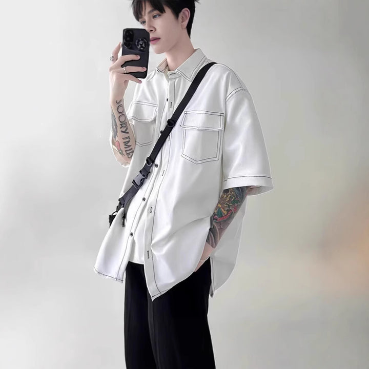 Men's Fashionable Oversized Short Sleeve Shirt Mune Fashion