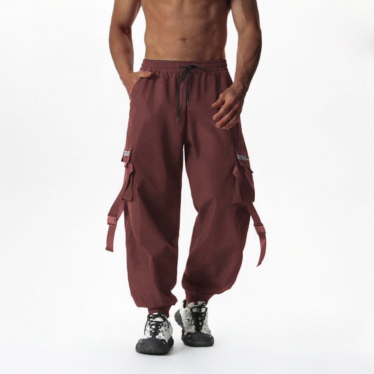 Men's Utility Cargo Jogging Pants with Drawstring, Leg Straps & Multiple Pockets Mune Fashion