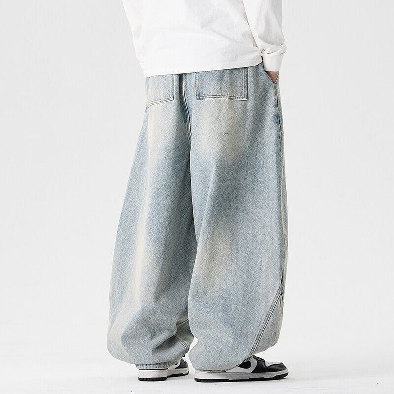 Men's extra-wide baggy jeans with a deep step, relaxed low-crotch cut, and wide hem Mune Fashion