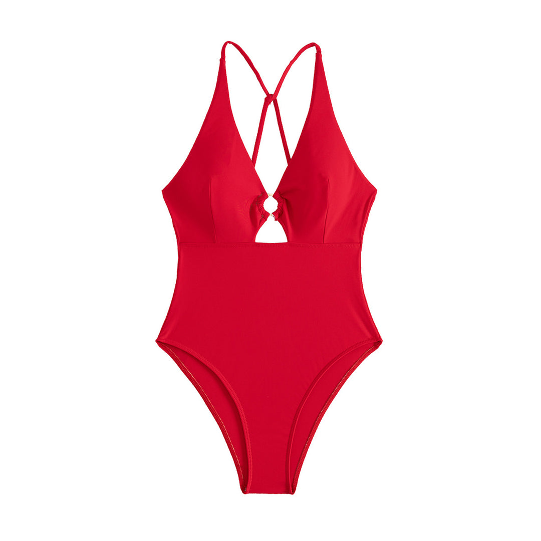 Women's One-Piece Swimsuit with Stylish Cut-Out Mune Fashion