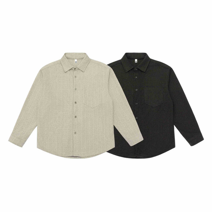 Men's shirt jacket made of wool blend with pointed collar and chest patch pocket Mune Fashion
