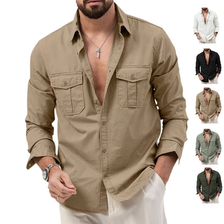 Men's shirt with chest pockets and Kent collar, casual regular fit made of cotton mix Mune Fashion