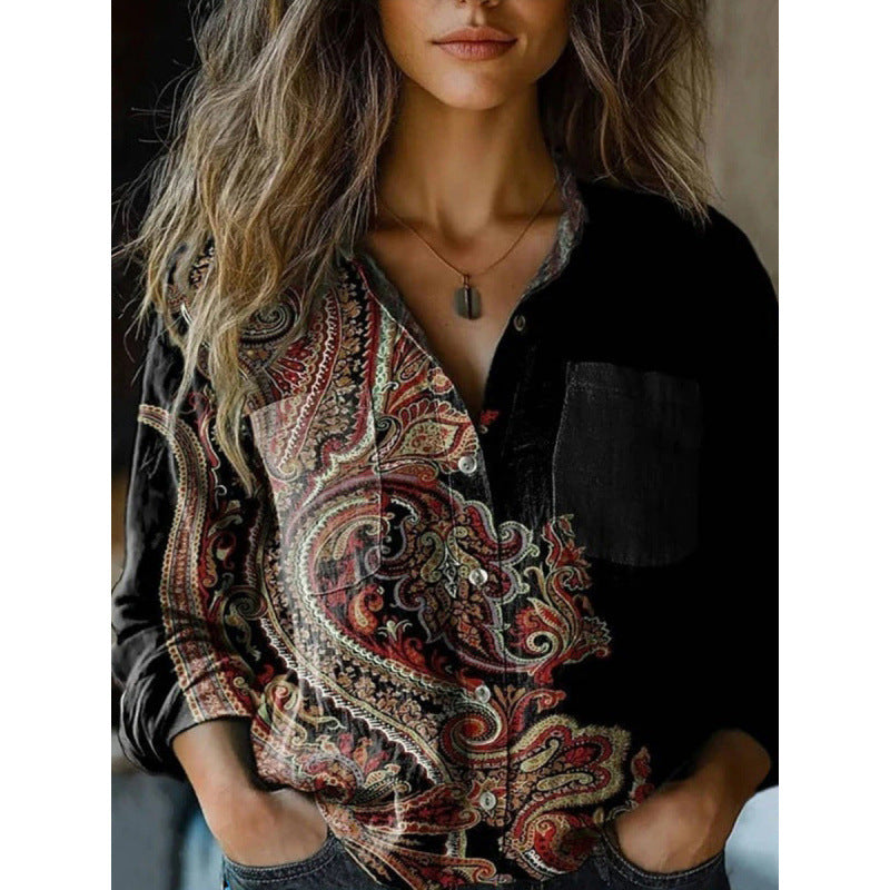 Ladies Stylish Blouse with Paisley Pattern Mune Fashion