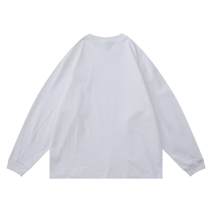 Unisex Oversize-Longsleeve shirt made of cotton blend with chest embroidery and ribbed crew neck Mune Fashion