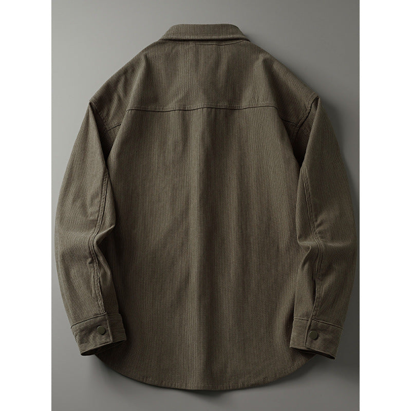 Men's cord overshirt in worker look with button placket and patch chest pocket Mune Fashion