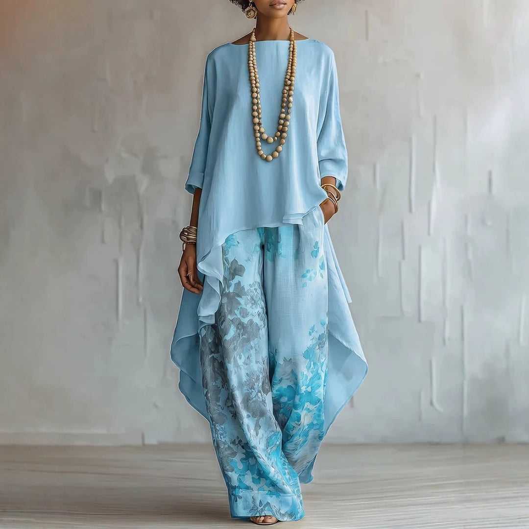 Ladies Elegant and Flowing Two-Piece Mune Fashion