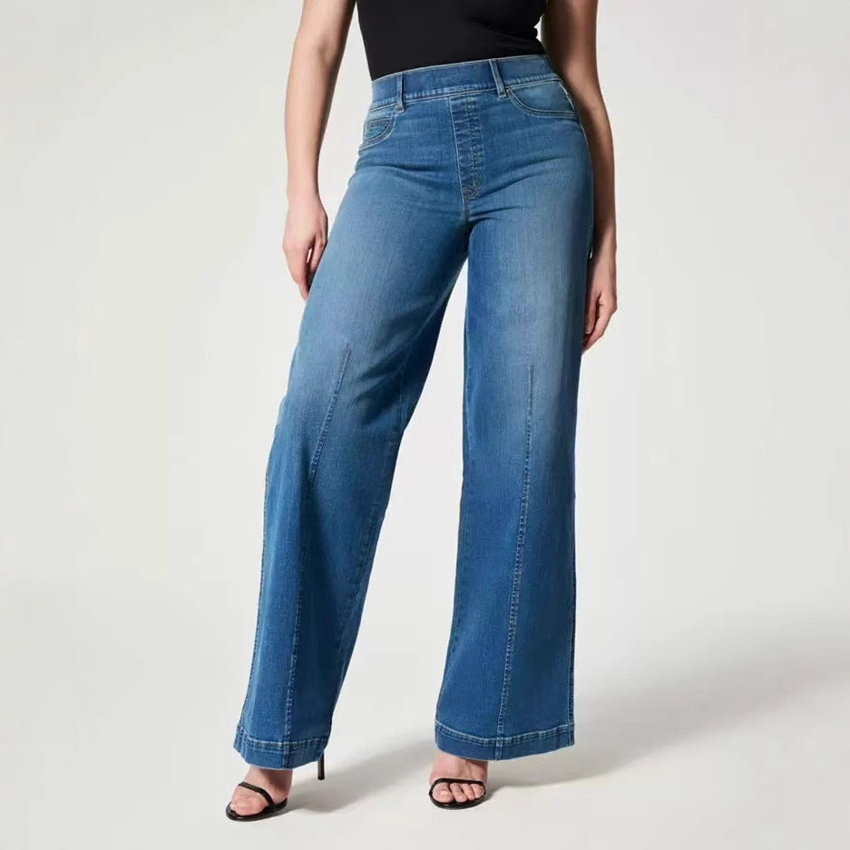 Women’s wide jeans with a high waistband and subtle center seam Mune Fashion
