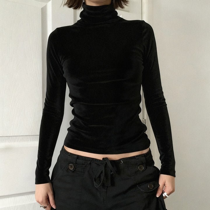Women Fitted Long Sleeve Turtleneck Shirt made of Stretch Jersey Mune Fashion