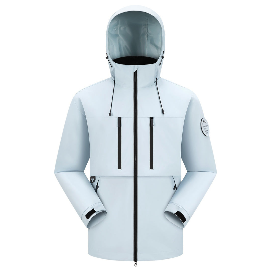 Men's Waterproof Breathable Softshell Outdoor Jacket with Adjustable Hood Mune Fashion