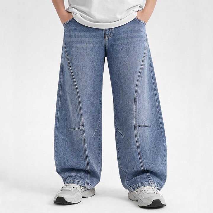 Unisex wide jeans with unique stitching Mune Fashion