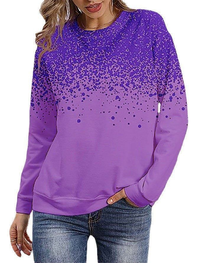 Women's sweatshirt with gradient dot print and round neck Mune Fashion