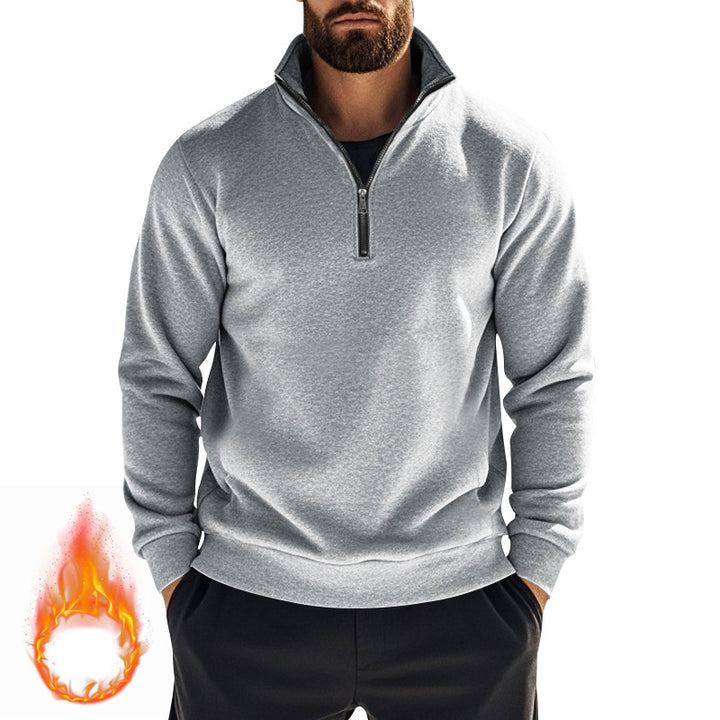 Men's nan thermal half-zip pullover with stand-up collar and warming fleece inner lining Mune Fashion