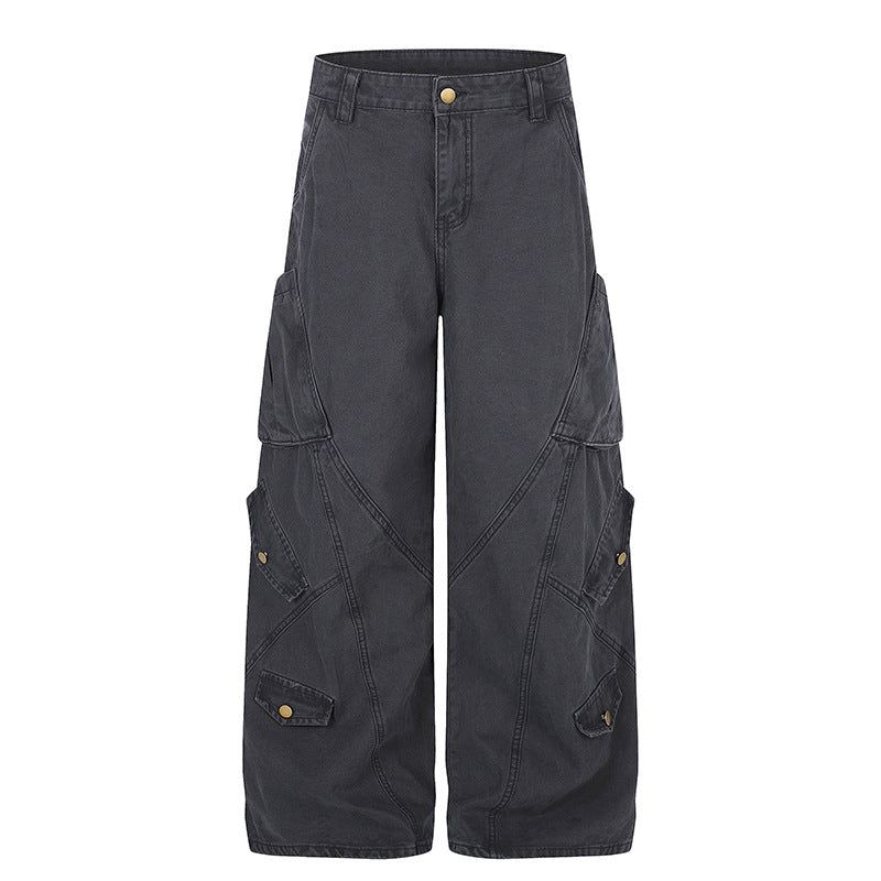 Women Wide High-Waist Cargo Culotte Pants with Multi-Pockets Mune Fashion