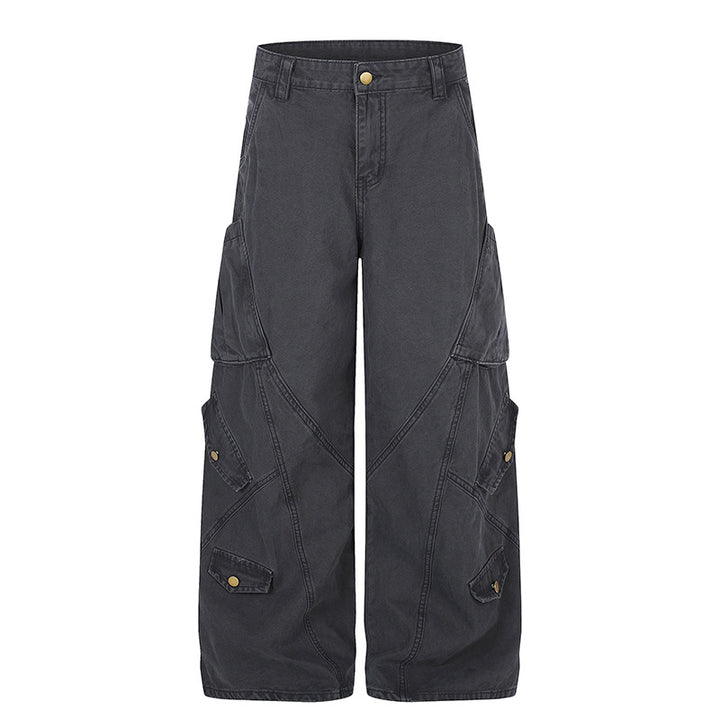 Women Wide High-Waist Cargo Culotte Pants with Multi-Pockets Mune Fashion