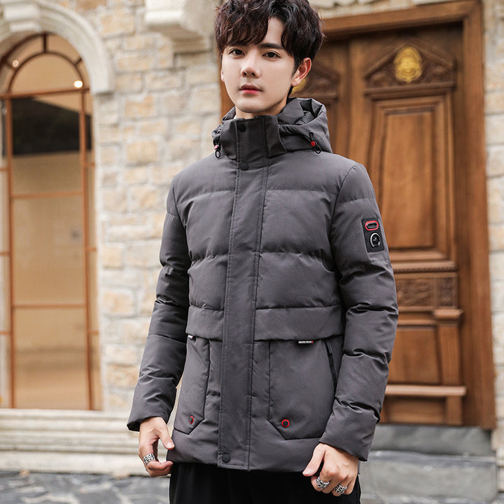 Men's padded winter parka with high-closing standing collar, removable hood, and multifunctional pockets Mune Fashion