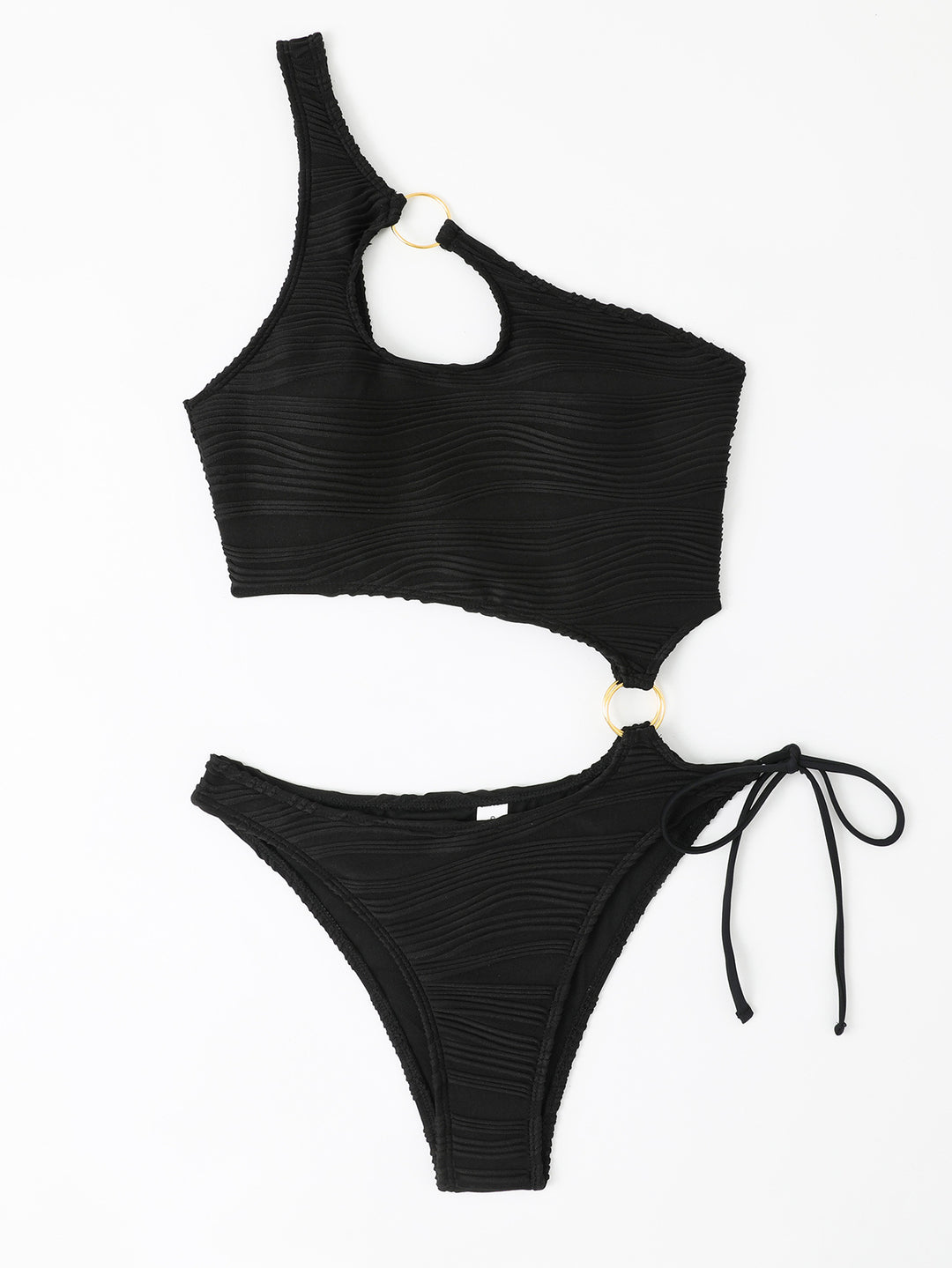Women's one-piece swimsuit with asymmetrical cut-out and golden accents Mune Fashion