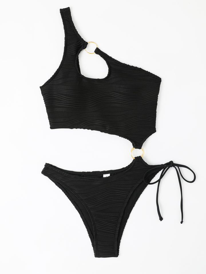 Women's one-piece swimsuit with asymmetrical cut-out and golden accents Mune Fashion
