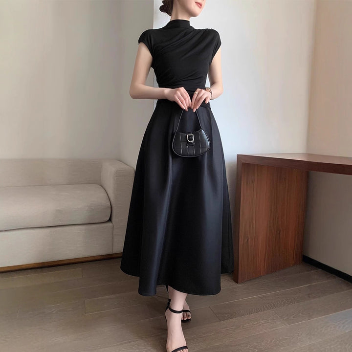 Women Elegant Long Dress with Waist Belt Mune Fashion