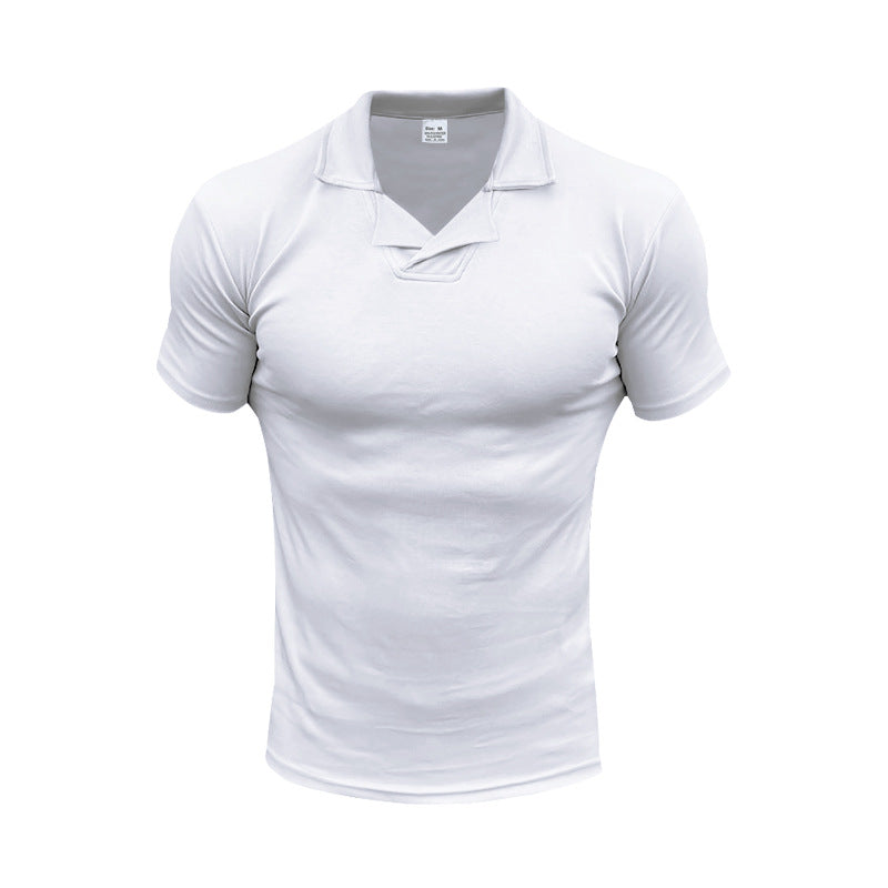 Men's slim fit short sleeve polo with open shirt collar and elastic cotton stretch Mune Fashion