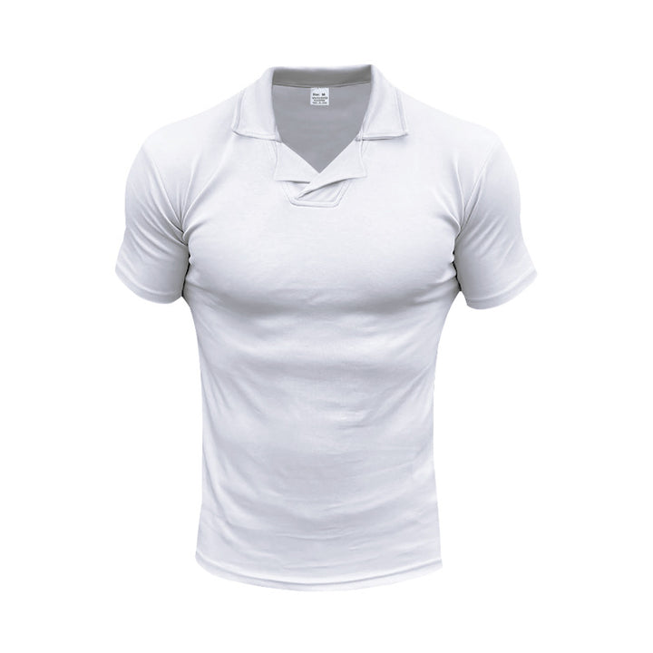 Men's slim fit short sleeve polo with open shirt collar and elastic cotton stretch Mune Fashion