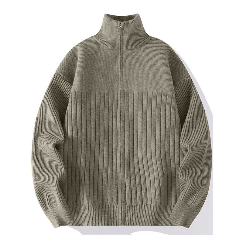 Men's Structured Knit Sweater with Half Zipper and Ribbed Texture Mune Fashion