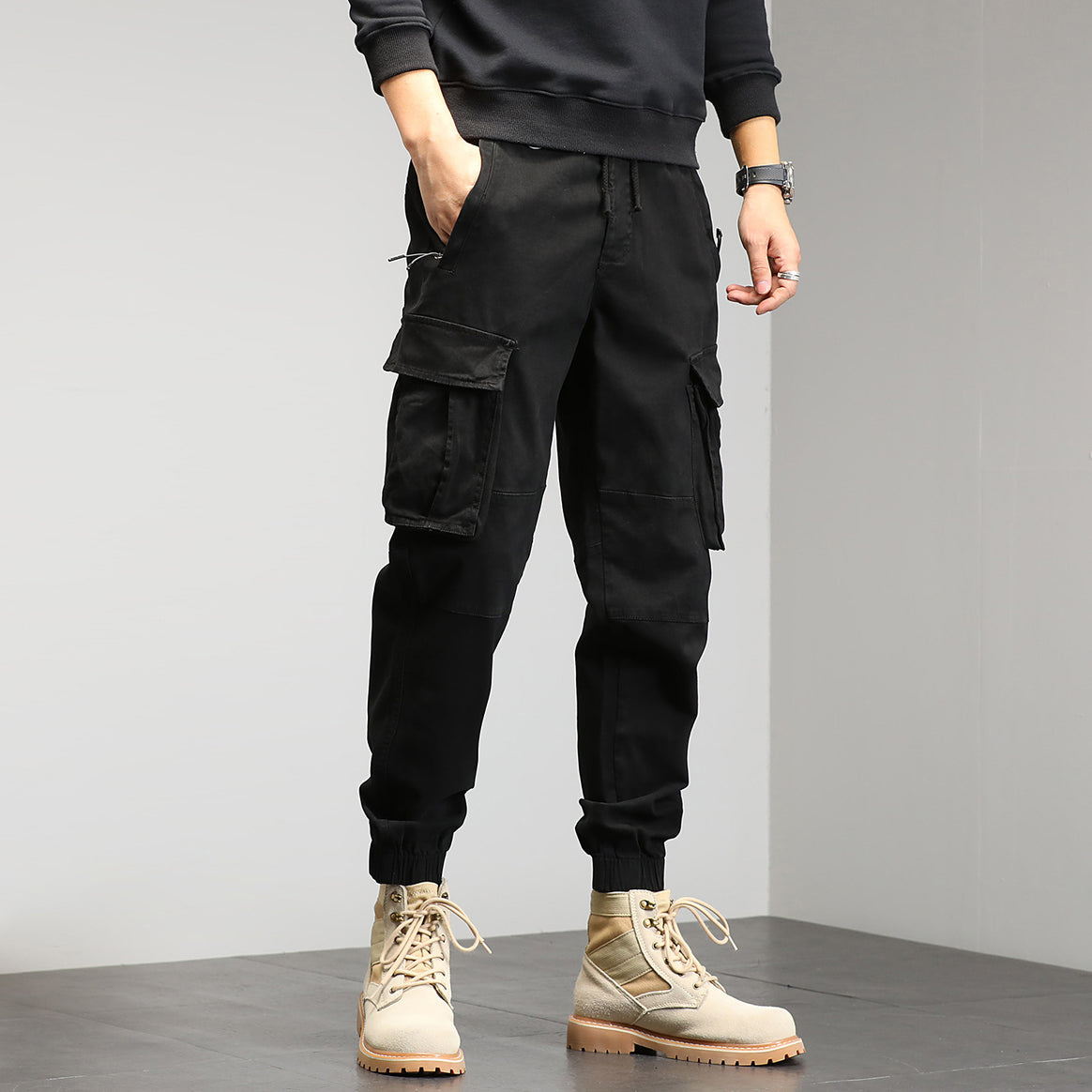 Men's Cargo Jogger Pants with Multi-Pockets and Drawstring Mune Fashion