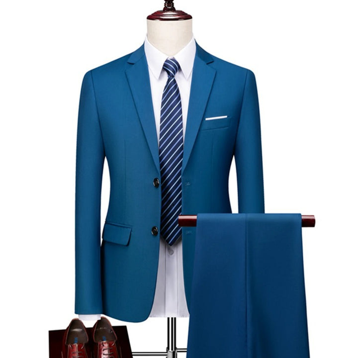 Men's Tailored Two-Piece Suit with Slim Lapel and One-Button Closure Mune Fashion