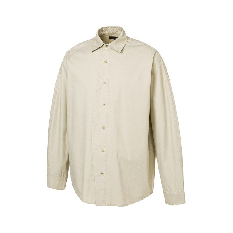 Men's Loose Oversized Shirt made of Cotton Twill with Spread Collar and Relaxed Fit Mune Fashion
