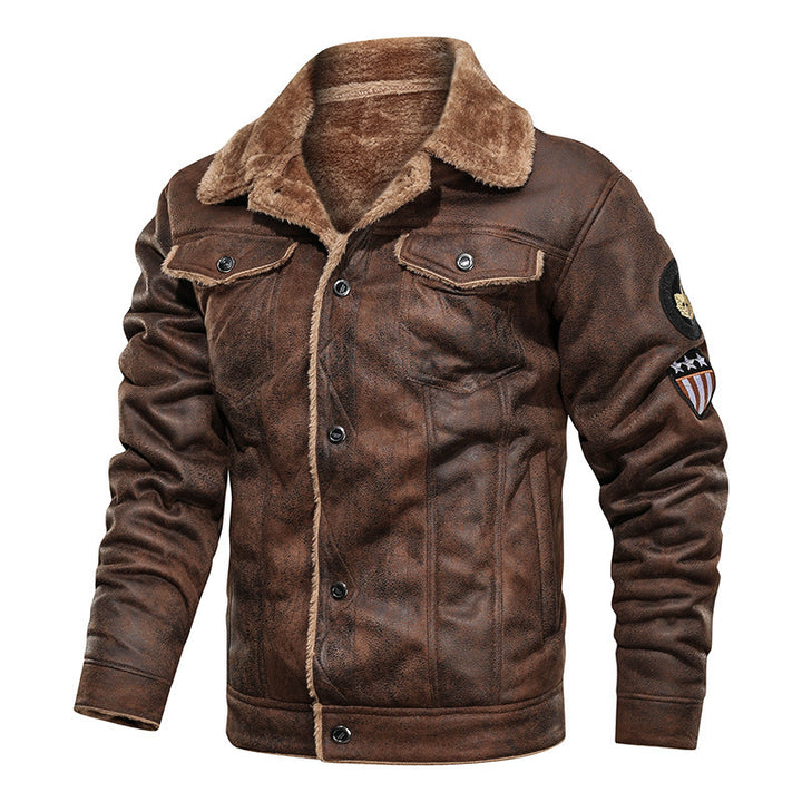 Men's faux sheepskin lined denim jacket with teddy lining and snap button placket Mune Fashion