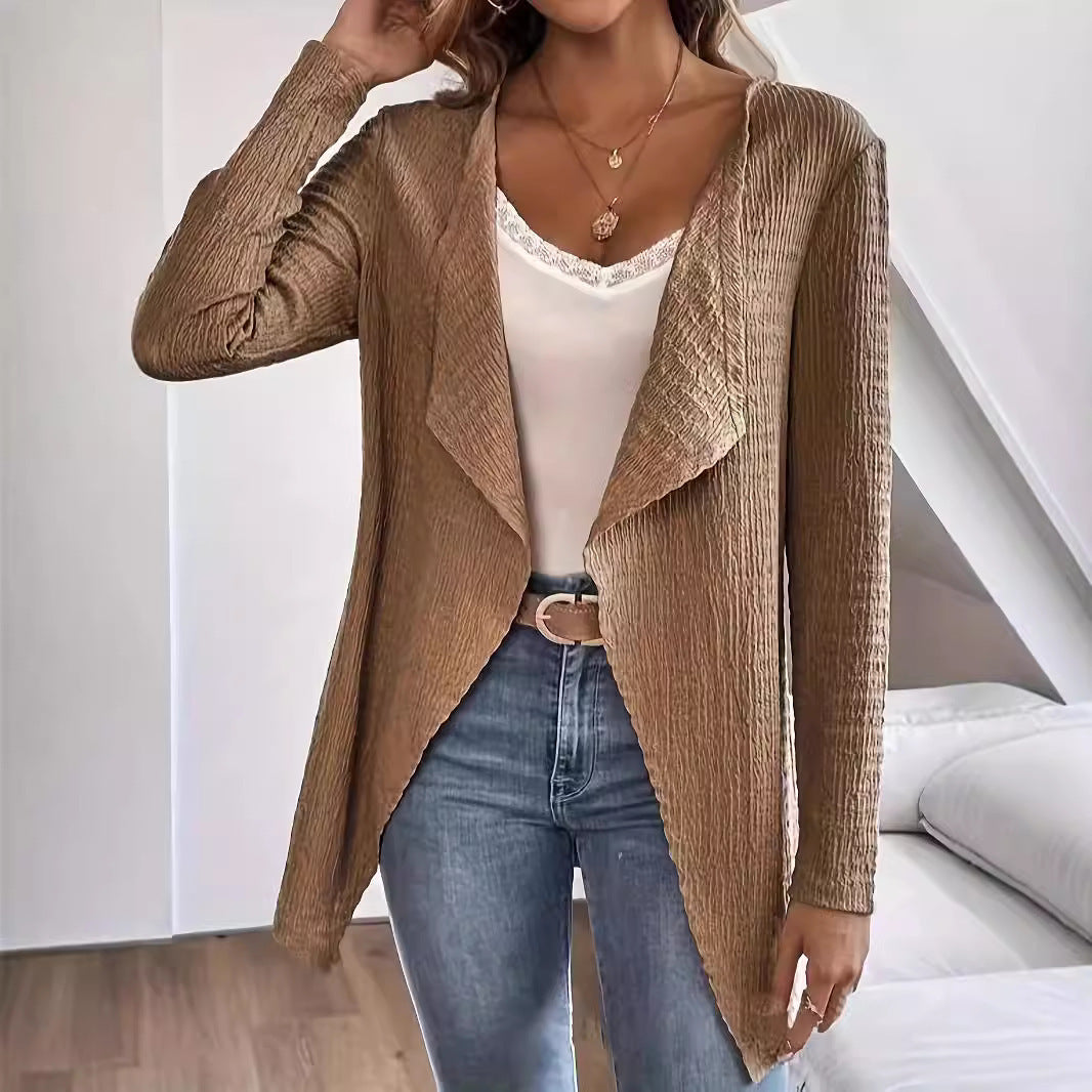 Ladies waterfall blazer made of crinkle structure, lightweight and open Mune Fashion