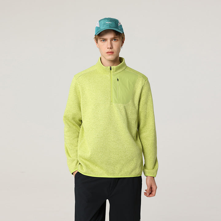 Herren Fleece-Halbzip-Pullover mit Stehkragen, Brustreißverschlusstasche und Relaxed-Fit Mune Fashion