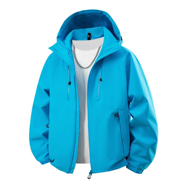 Men's matte softshell hooded jacket with welded seams, two-way zipper and adjustable drawstring hem Mune Fashion